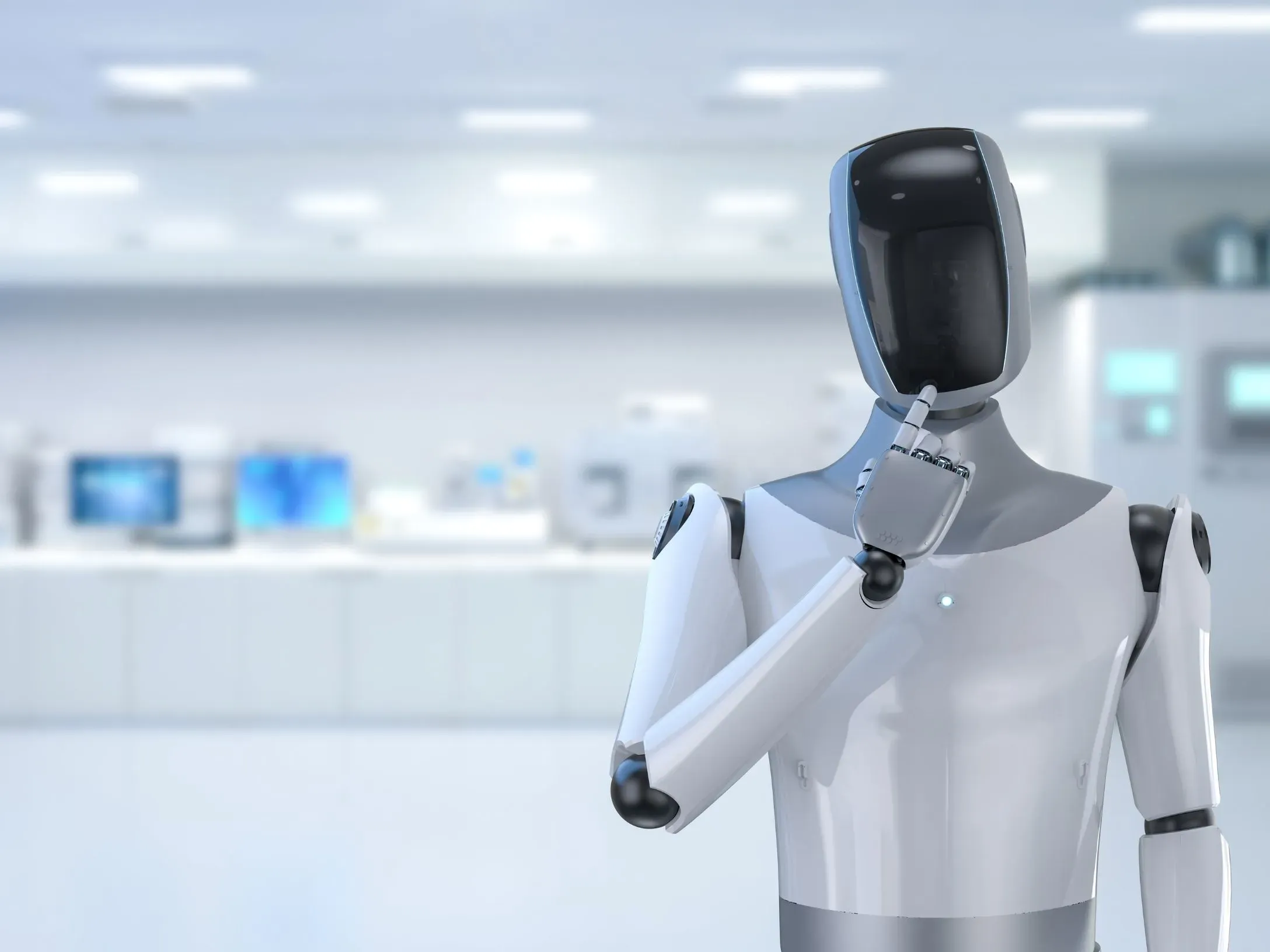 Humanoider Roboter steht in einem Labor