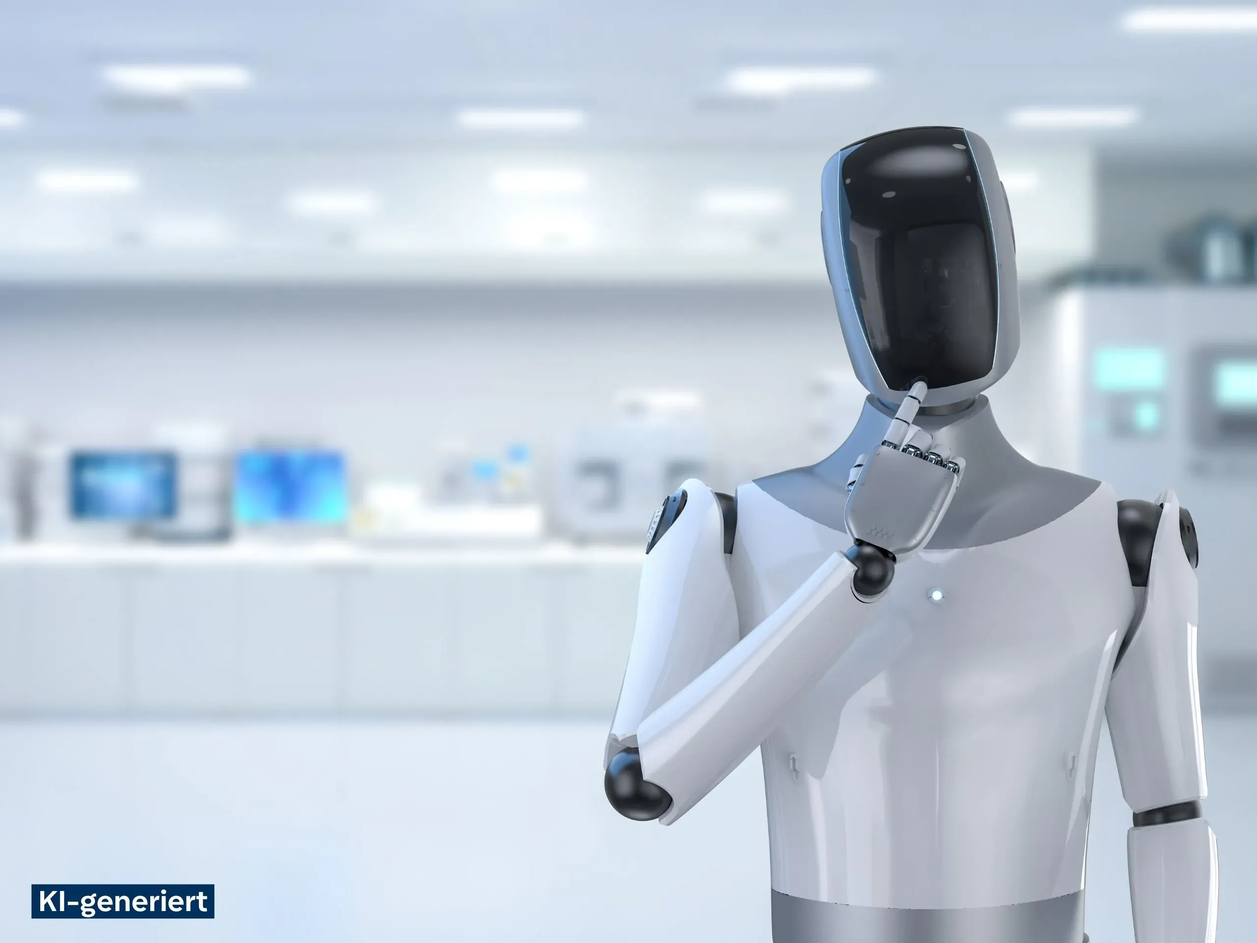 Humanoider Roboter steht in einem Labor